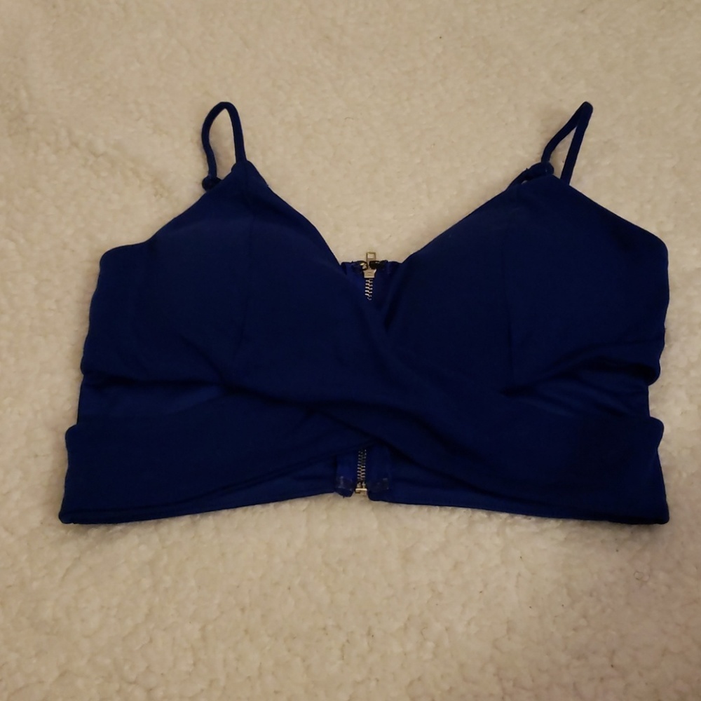 Blue peek-a-boo crop top